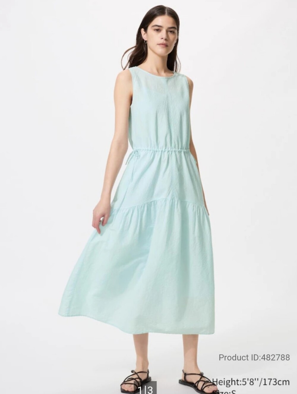Uniqlo Light Aqua Sleeveless Tiered Maxi Dress